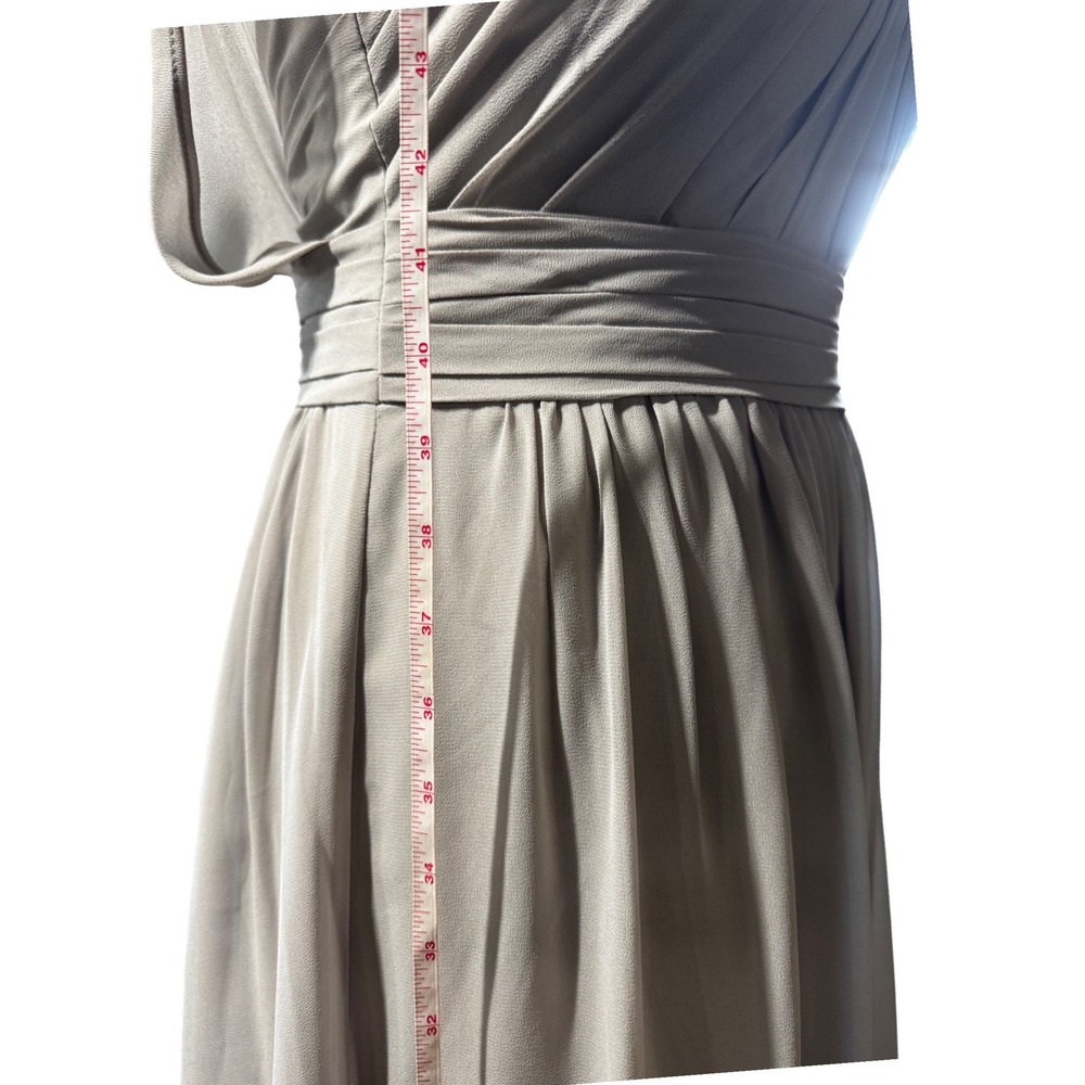 Bill Levkoff Gown Women‎ 8 Taupe Halter Pleated Chiffon Formal Dress - Picture 10 of 13